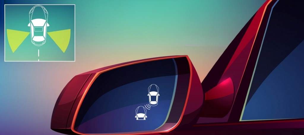 Radar sensor installed on a vehicle’s rear bumper for blind spot detection
