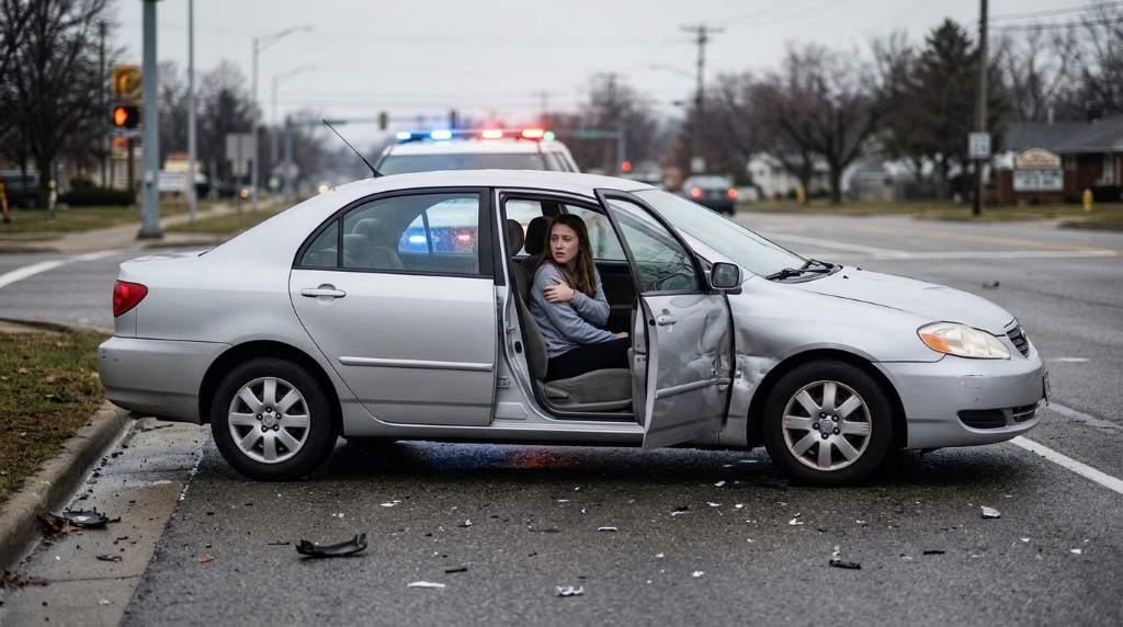 Passenger speaking with a personal injury lawyer after a car accident